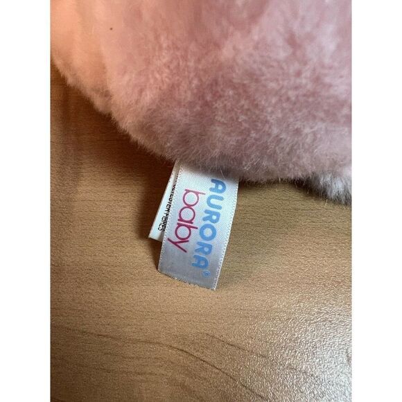 Aurora Baby Girl Pink Teddy Bear Plush Animal Bow 9 Inches Sitting Sewn Nose - Picture 8 of 9